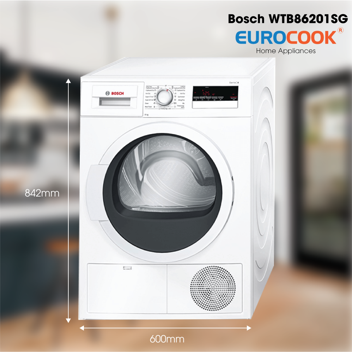 Máy sấy quần áo Bosch chất lượng ổn định, giá thành hợp lý Máy sấy quần áo Bosch WTB86201SG