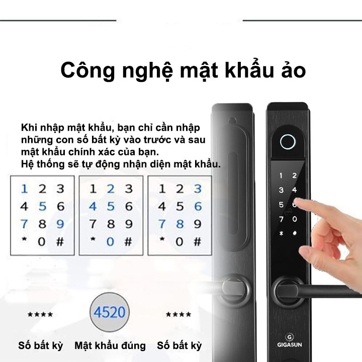 Khóa thông minh cửa nhôm Gigasun A02B Khóa thông minh cửa nhôm Gigasun A02B